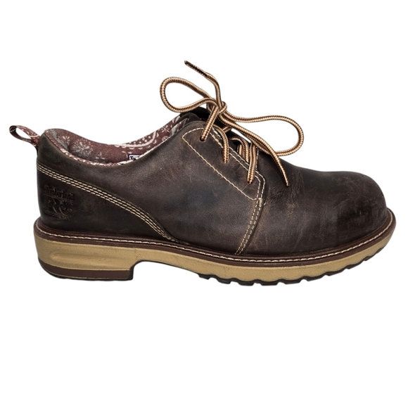 Timberland PRO Hightower Oxford Work Shoes Women's Sz 8.5 Brown Composite Toe - Picture 1 of 13